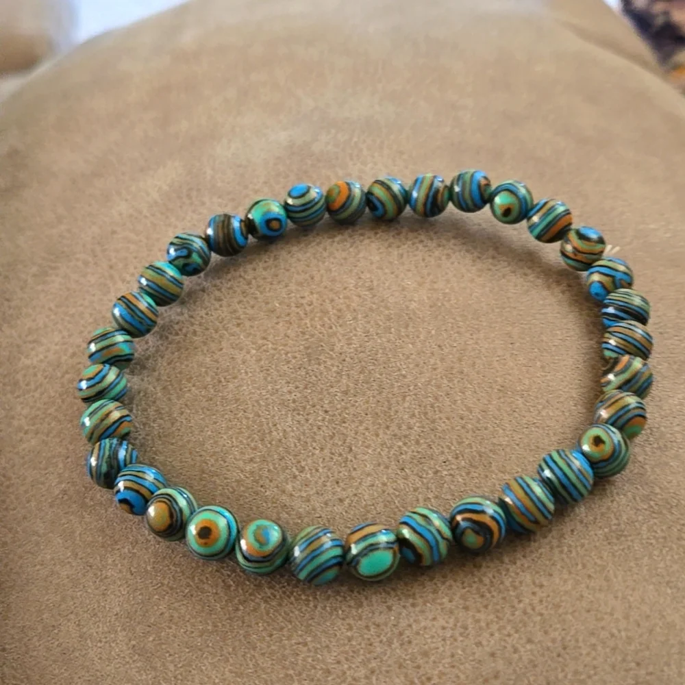 Bracelet blue green tiger eye 8mm N125 - Picture 1 of 4